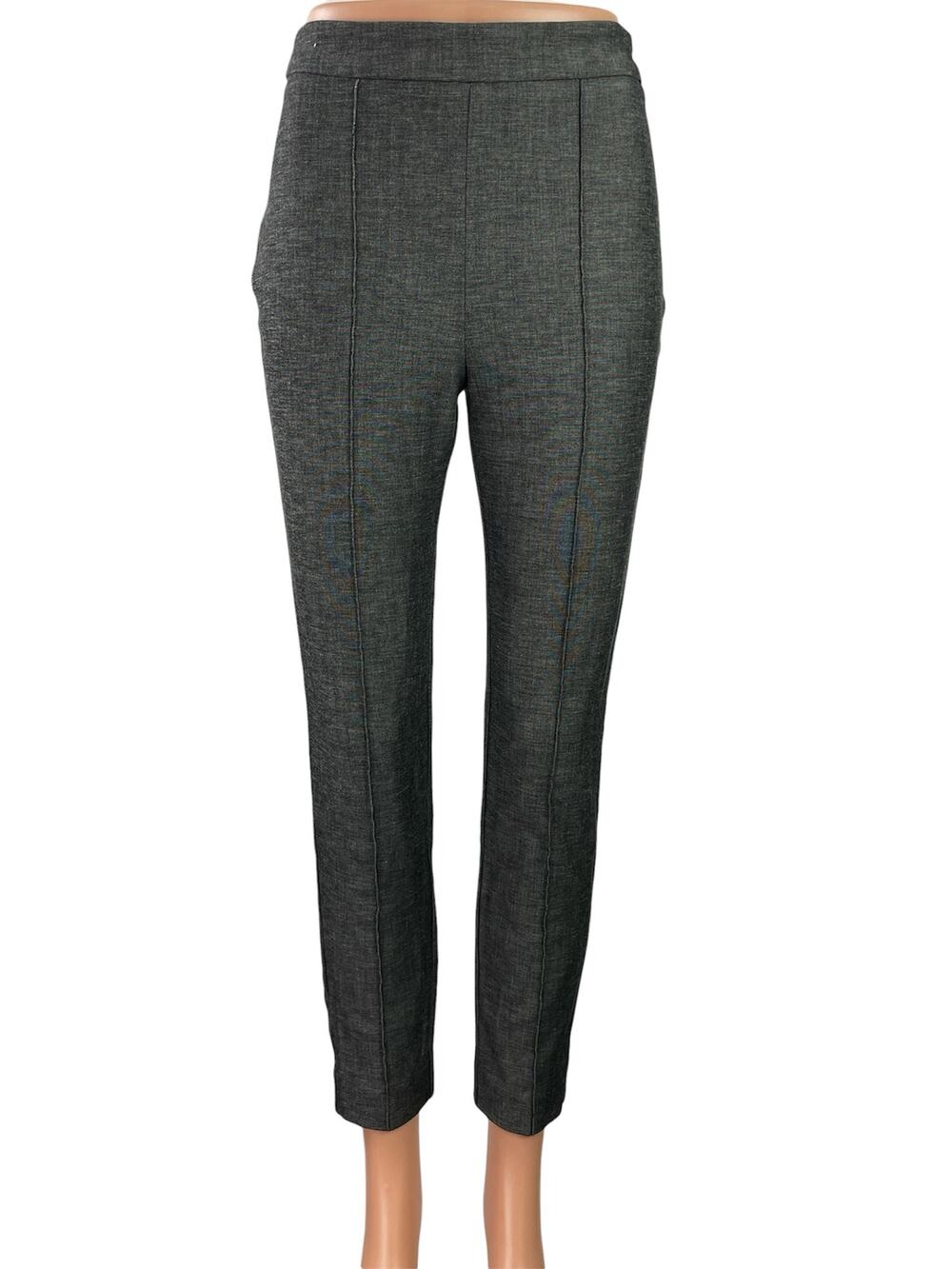 MNG Mango Suit Womens Gray High Waisted Skinny Zipper Trousers Dress Pants Sz 2